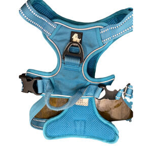 TRUE LOVE Dog Harness No Pull Nylon Reflective Pet Harness Adjustable Blue Mediu